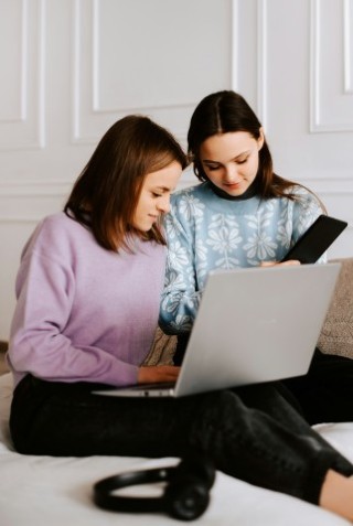 Lady working with laptop